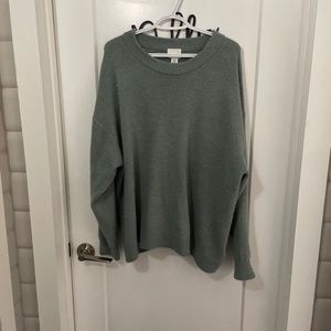 H&M Light Sage Bead Detail Cozy Sweater